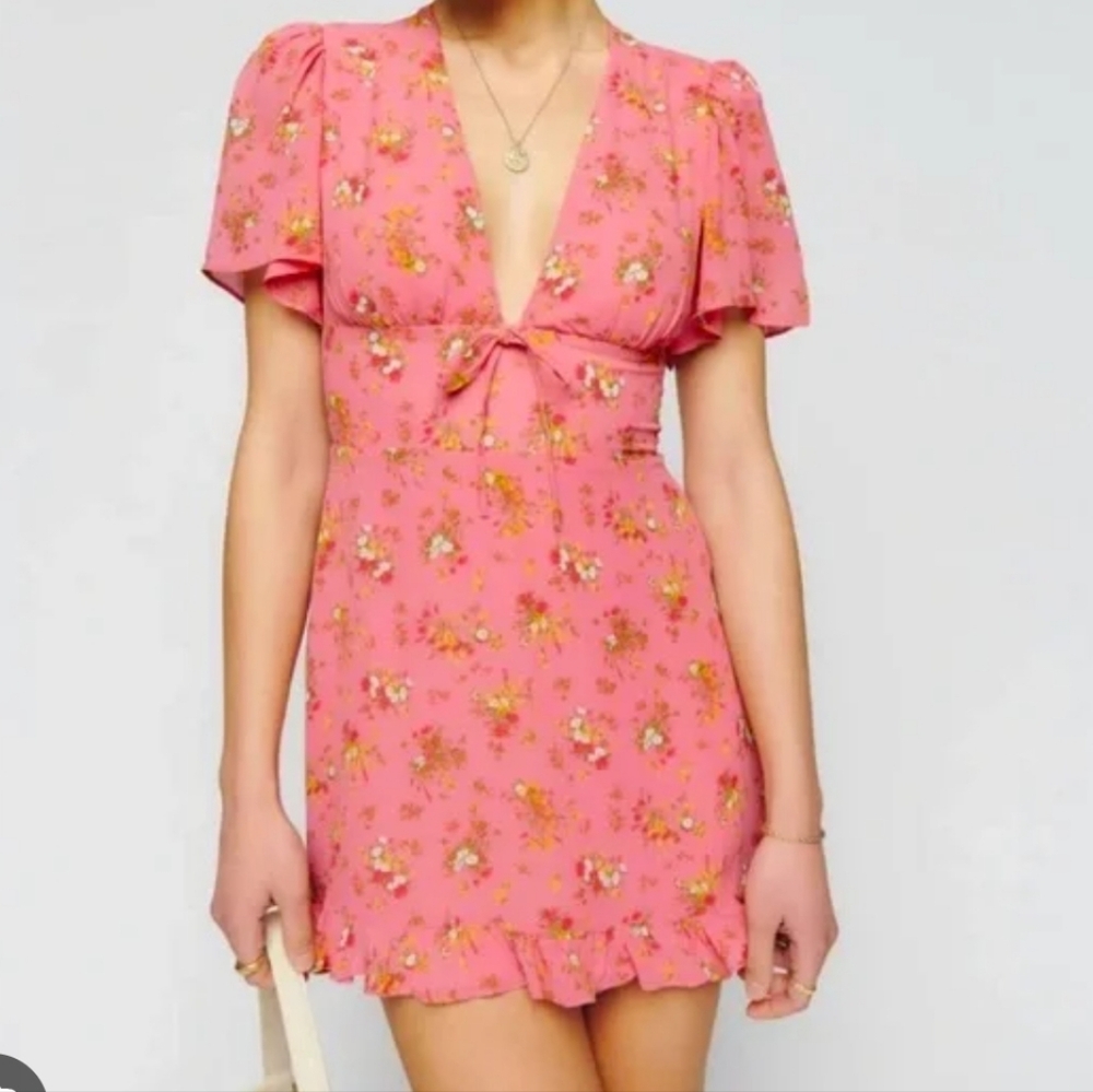 Reformation Pink Floral Mini Dress